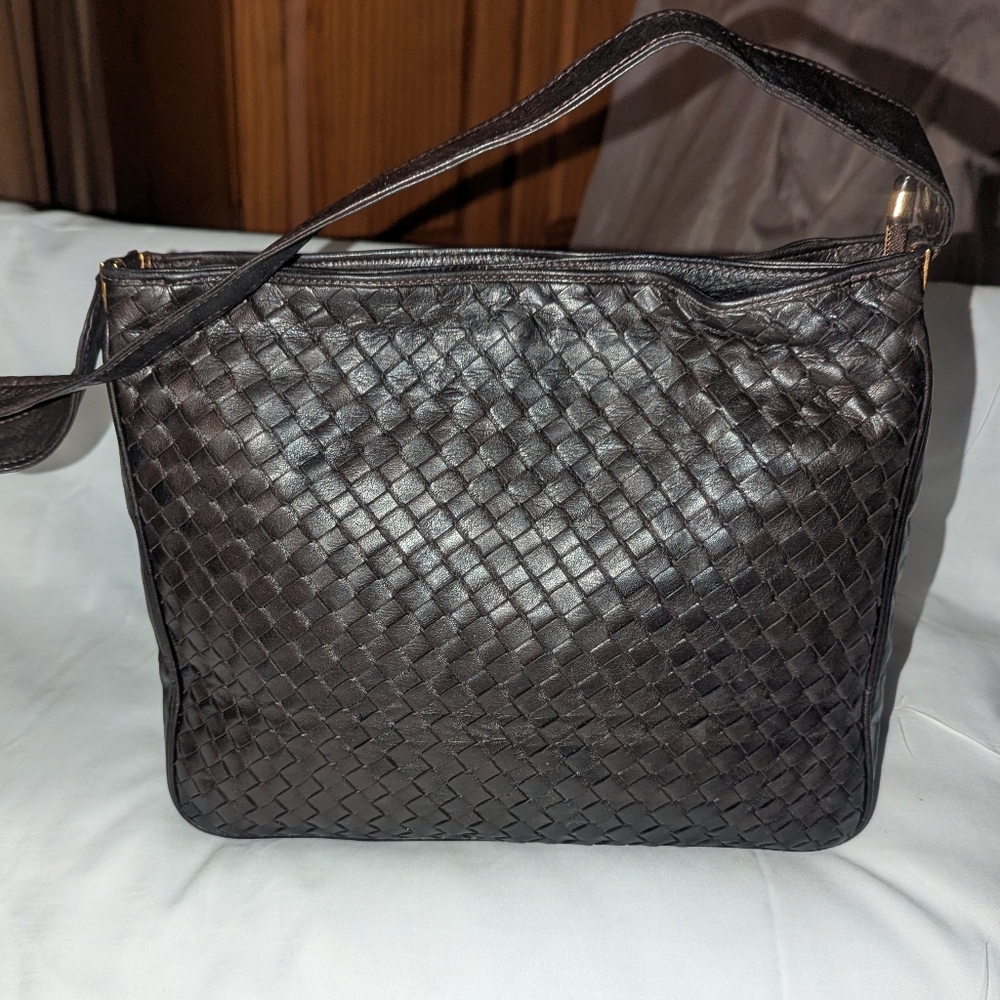 Vintage Bonelli Florence Dark Brown Woven  Shoulder Bag